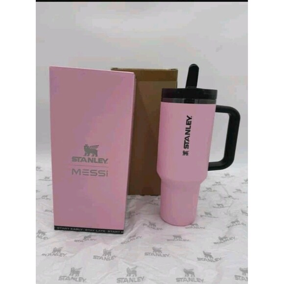 Messi x Stanley Quencher ProTour Flip Straw Tumbler 40 OZ Stainless Steel Pink - Picture 1 of 5